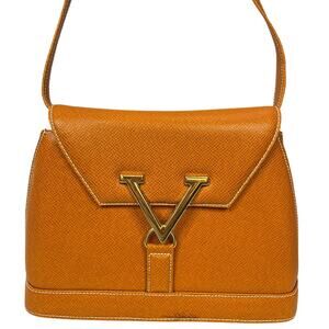 Vintage Valentino Garavani Les Sacs Orange Leather V Logo Crossbody Bag Italy